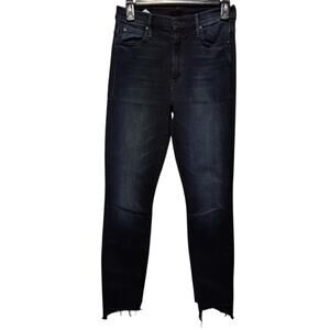 Mother The Stunner Zip Two Step Fray Last Call Black Skinny Asymmetrical sz 26